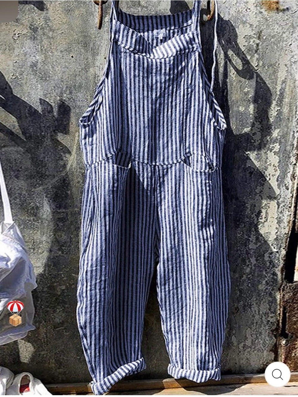 Women's Striped Wide Leg Overalls